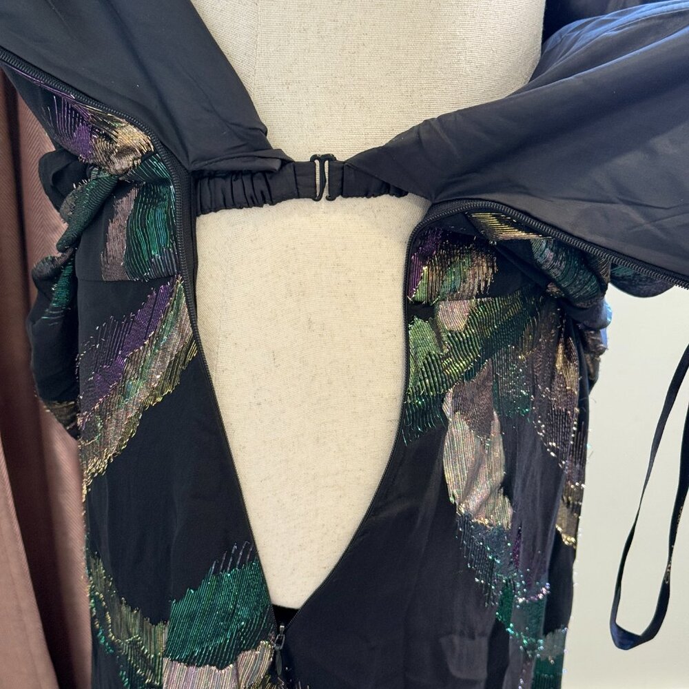 Shoshanna Midnight Strapless Silk Gown Size 8 | Metallic Draped Maxi Dress - Picture 9 of 10